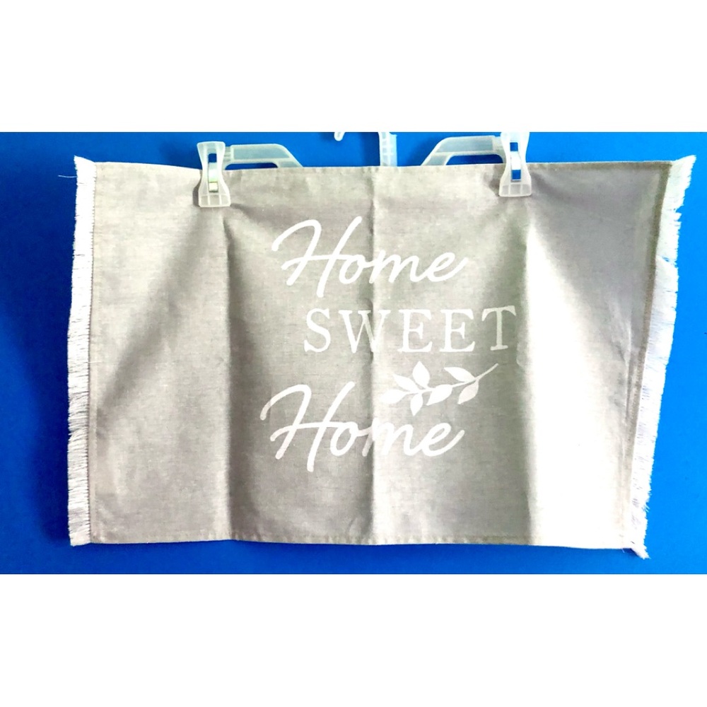 Home Sweet Home Words w/ Branch Gray White Cotton Placemats Set of 3 Minimalist